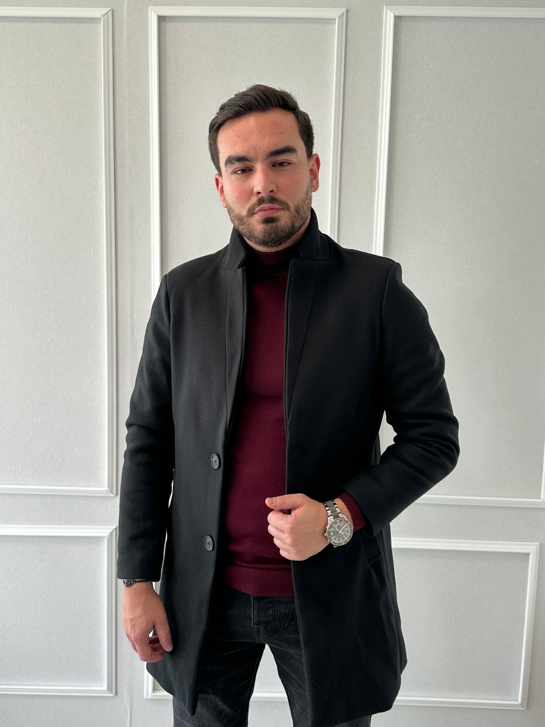 Pull Col Cheminé Bordeaux