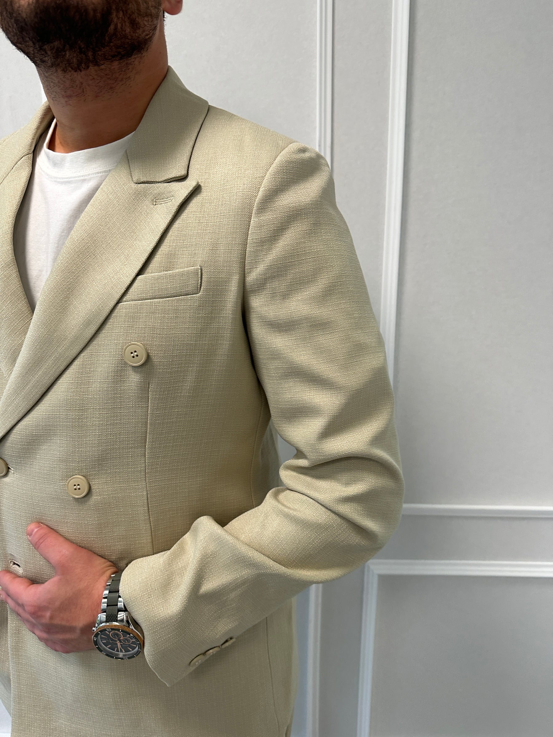 Costume beige Croisée