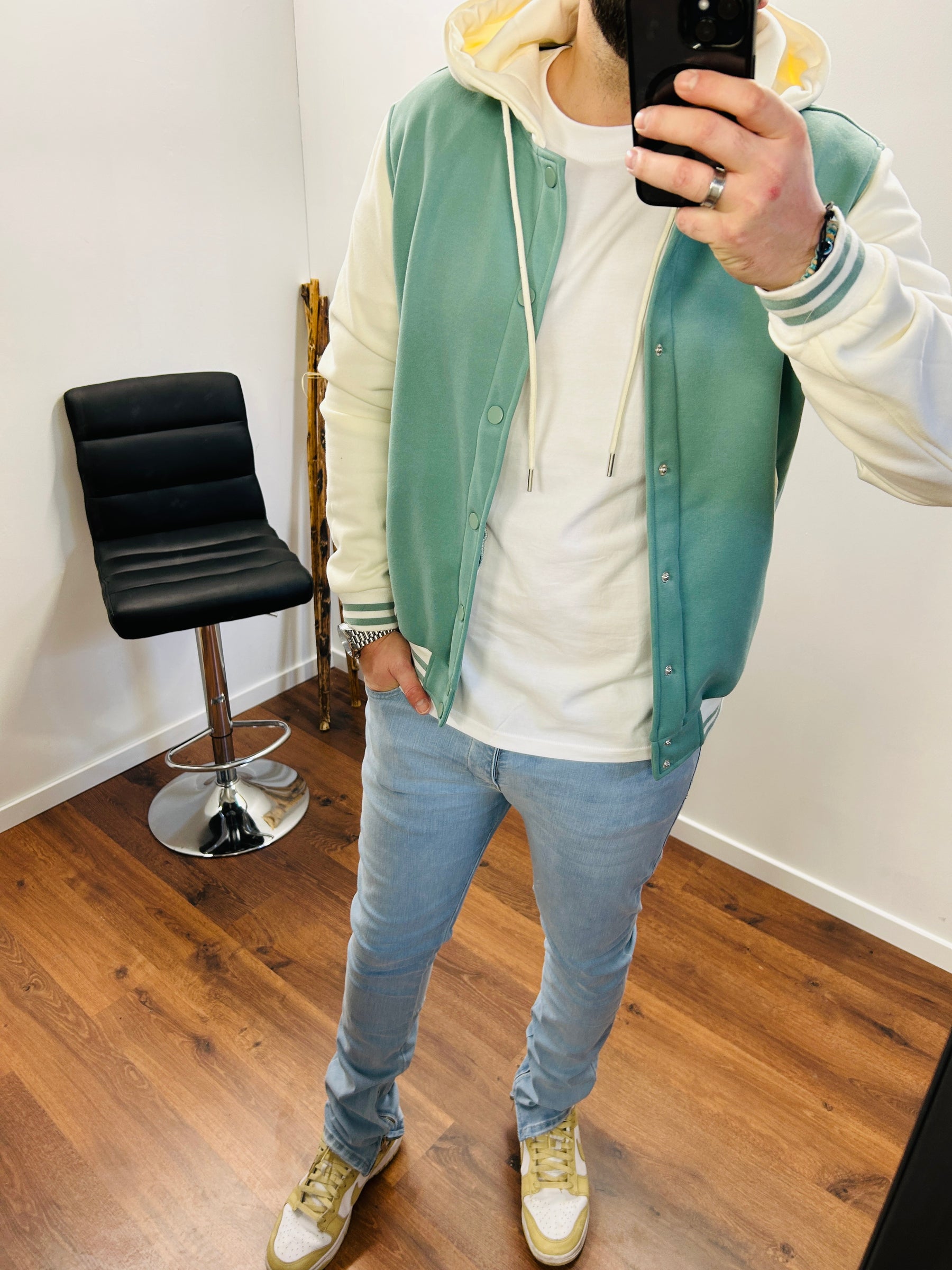 Veste Teddy Capuche Green