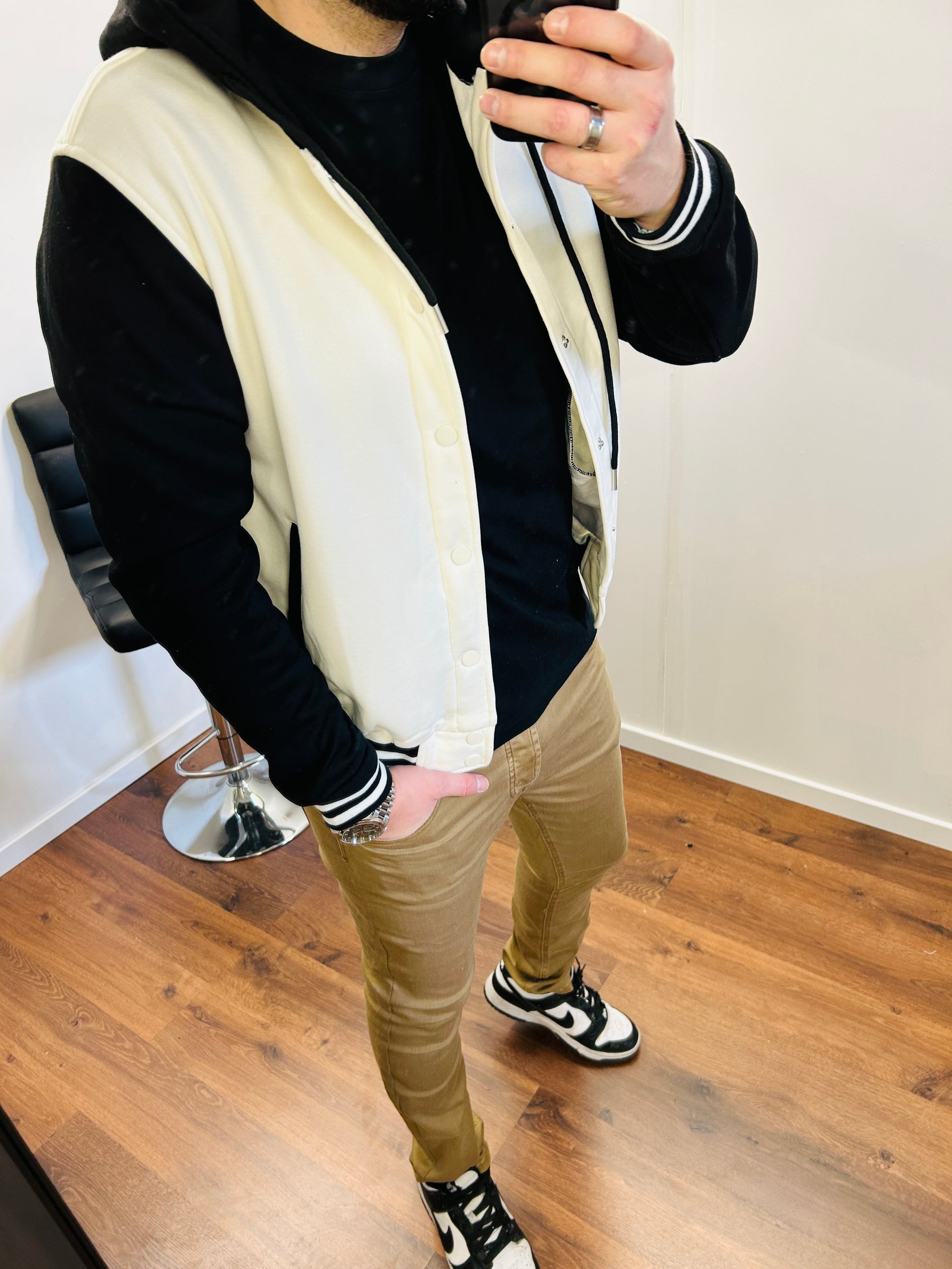 Veste Teddy Capuche Noir