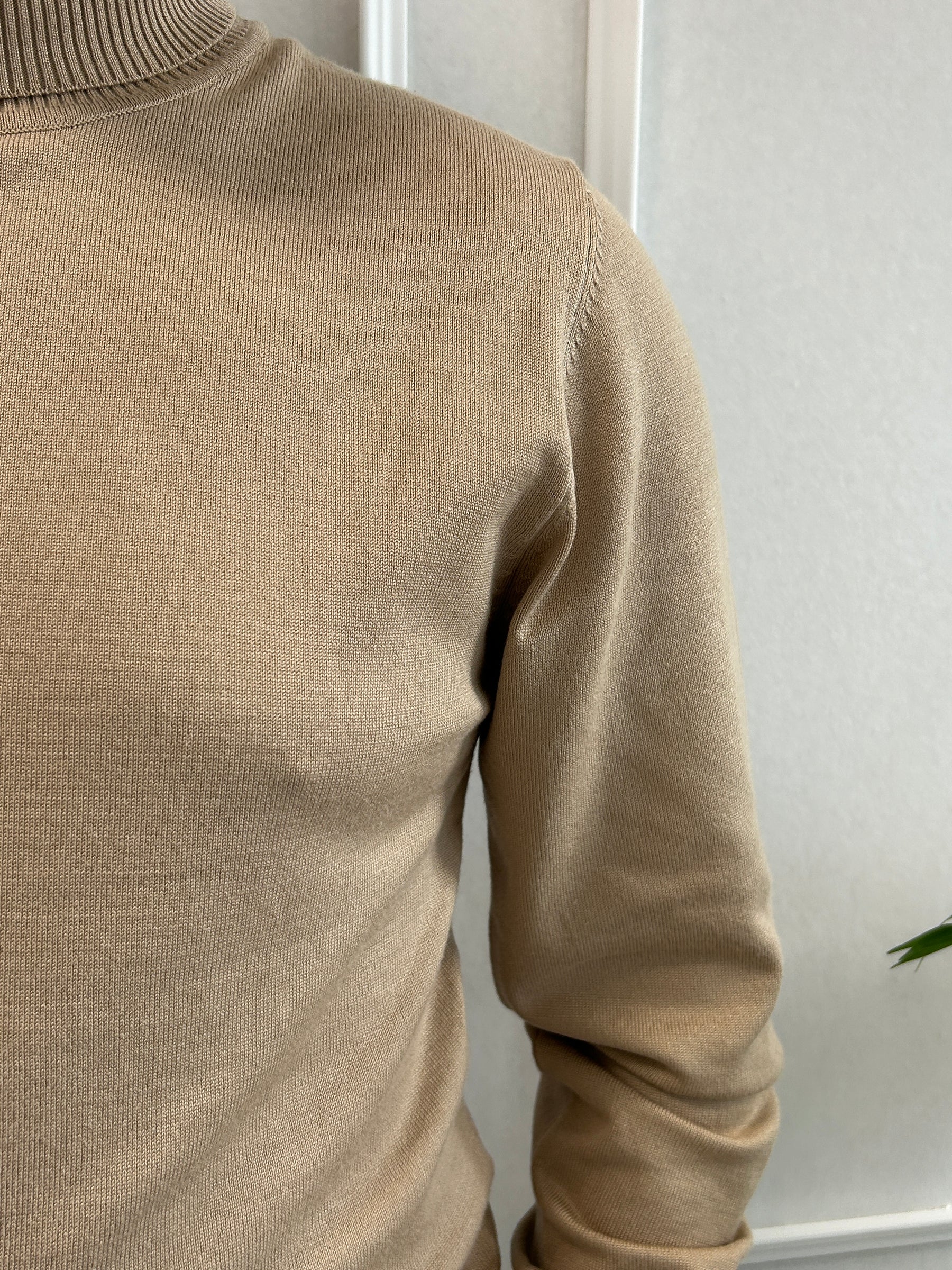 Pull Col Roulé Beige