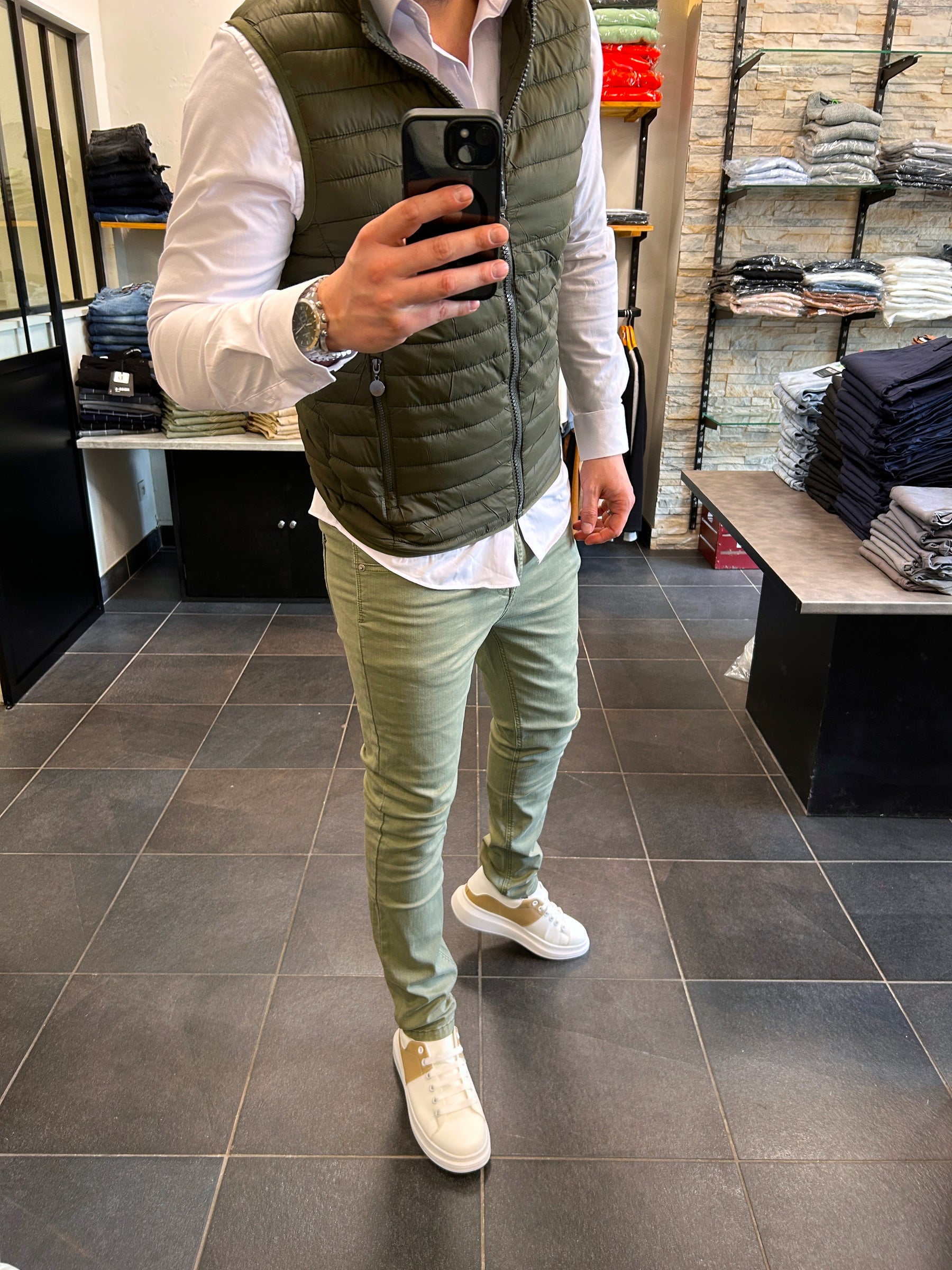 Doudoune Sans Manche Kaki