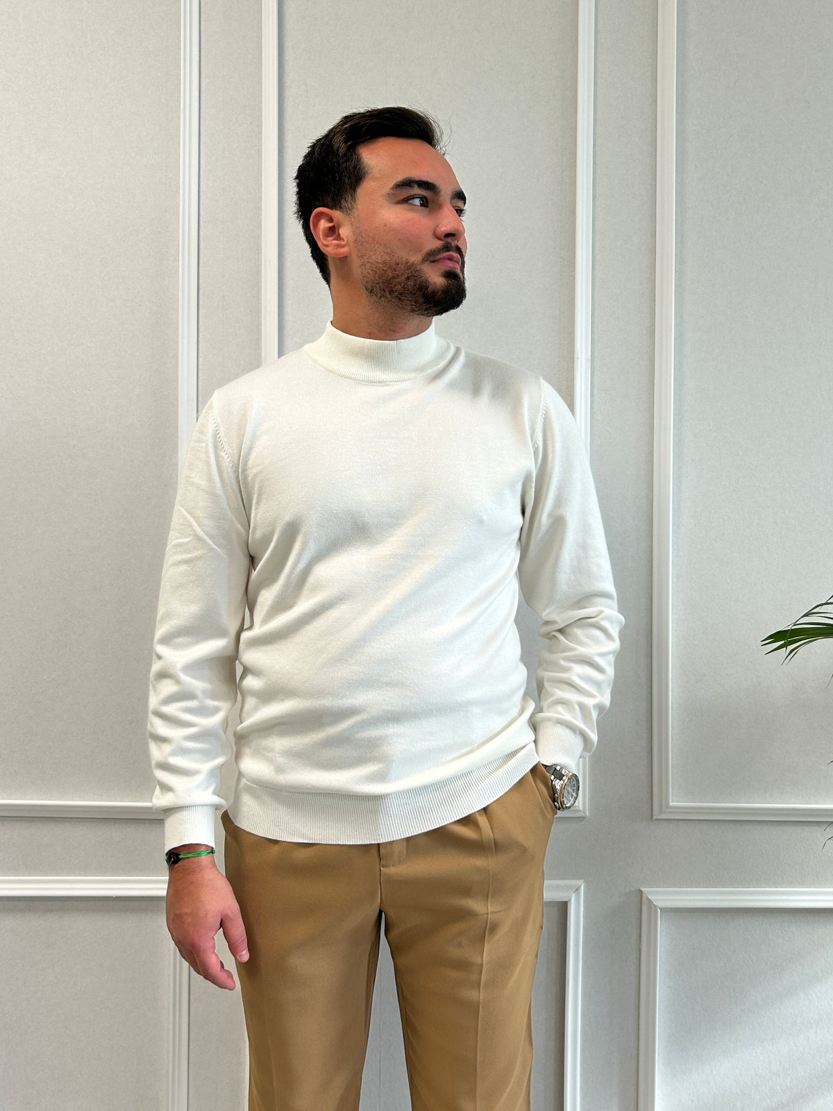 Pull Col Cheminé Blanc